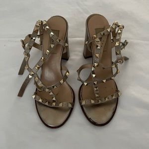 Valentino Rockstud Metallic Leather Sandal